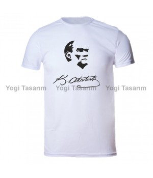 İmzalı Atatürk Silüetli Tişört